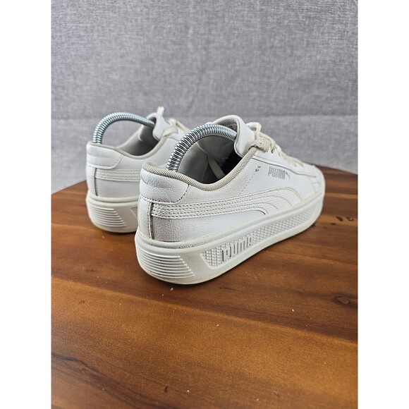 PUMA Smash Platform v3 White Silver Sneakers Women’s US 7.5 EU 38 Casual Shoes - Picture 10 of 14